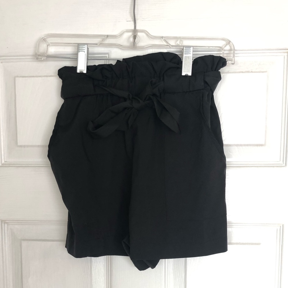 Black shorts with tie front